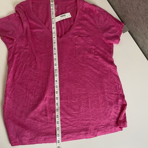 J.Crew Womens 100% Linen Tee Shirt Stretch Short Sleeve Sz XL Candy Pink NWT - Picture 10 of 11
